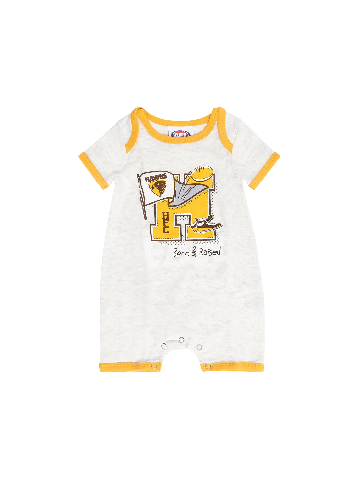 Hawthorn Hawks Baby Infants Footy Fan Romper Bib Booties Gift Set