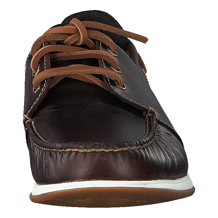 Heger's Bay 3 Eye Boat Medium Brown Full Grain