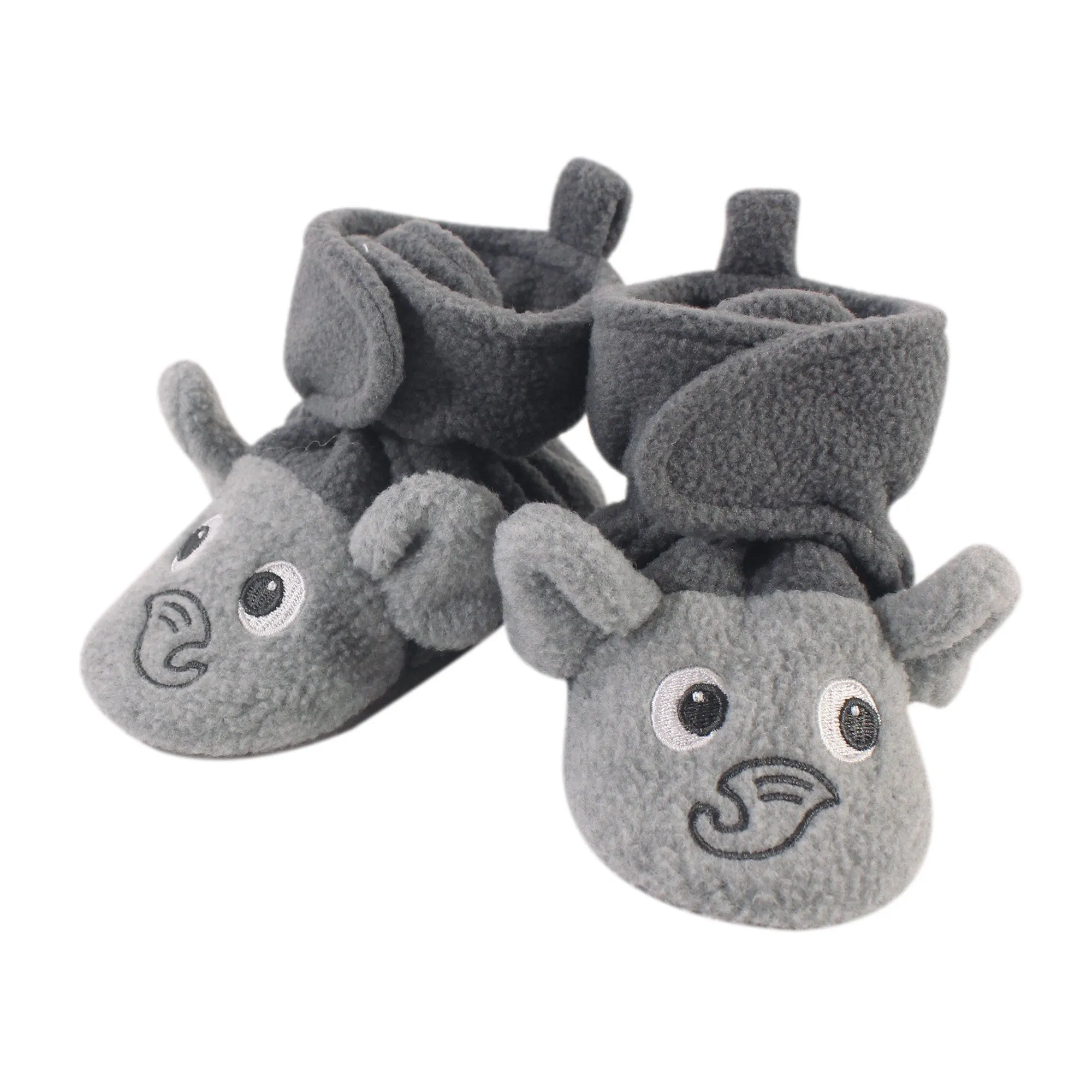 Hudson Baby Cozy Fleece Booties, Heather Gray Elephant