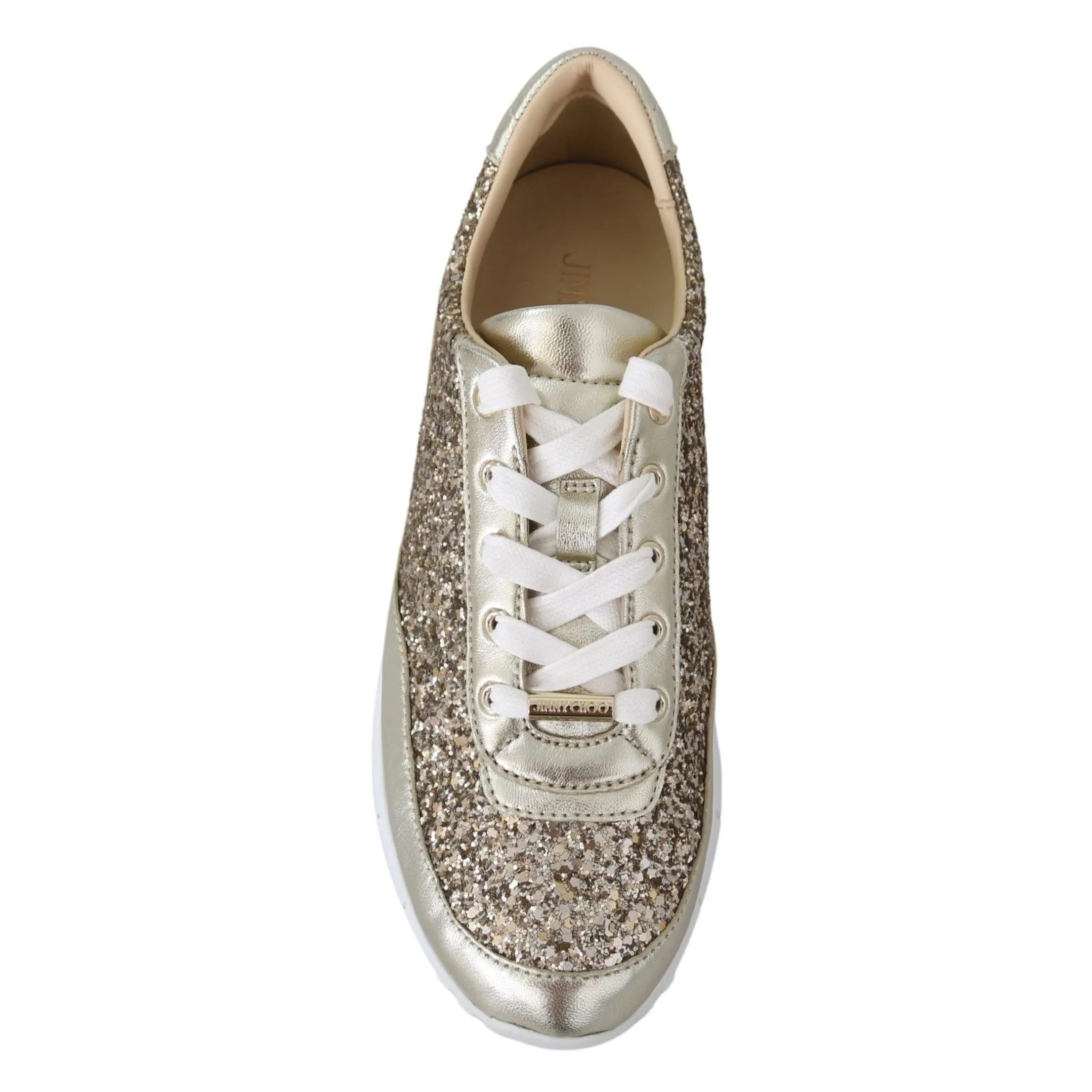 Jimmy Choo Antique Gold Glitter Leather Sneakers