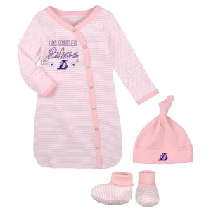 Lakers Pink Newborn Gown, Cap, and Booties