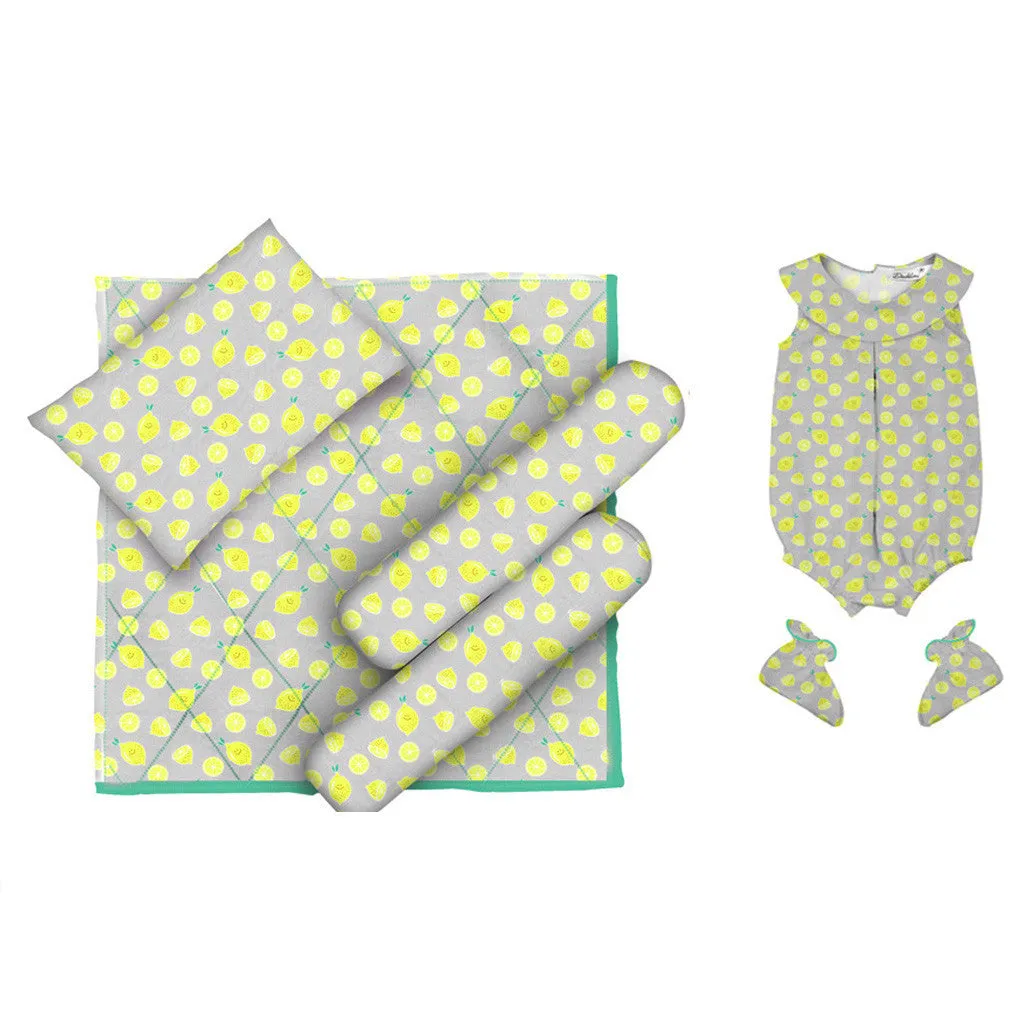 Layette Set with Baby Bodysuit & Booties <br> Lemons <br> <span style="font-size: 11px; font-family:Helvetica,Arial,sans-serif;">Can Be Personalised</span>