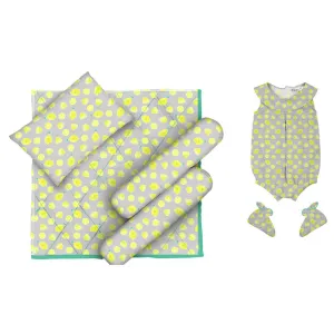 Layette Set with Baby Bodysuit & Booties <br> Lemons <br> <span style="font-size: 11px; font-family:Helvetica,Arial,sans-serif;">Can Be Personalised</span>