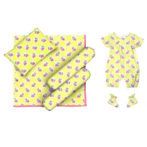 Layette Set with Short-Legged Romper & Booties <br> Elephant with Balloons <br> <span style="font-size: 11px; font-family:Helvetica,Arial,sans-serif;">Can Be Personalised</span>
