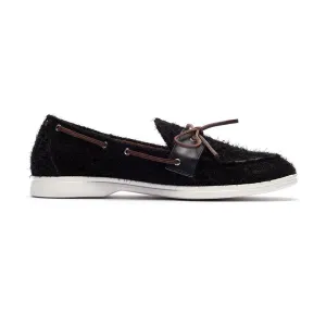 Men's Black Textured Suede Barca Yacht Loafer From Del Toro Shoes