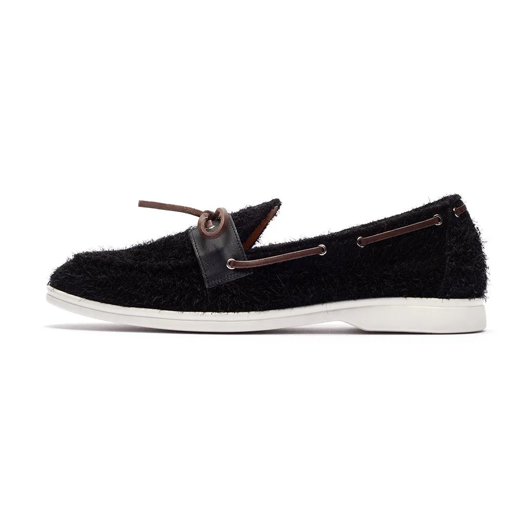 Men's Black Textured Suede Barca Yacht Loafer From Del Toro Shoes