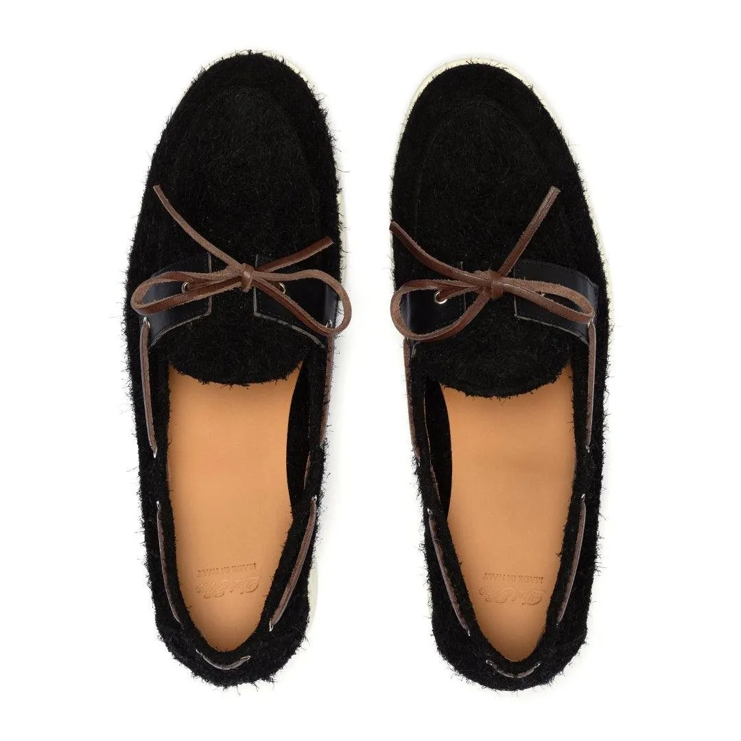 Men's Black Textured Suede Barca Yacht Loafer From Del Toro Shoes
