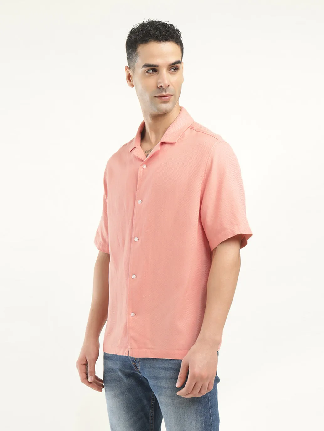 Men's Solid Camp Collar Shirt
