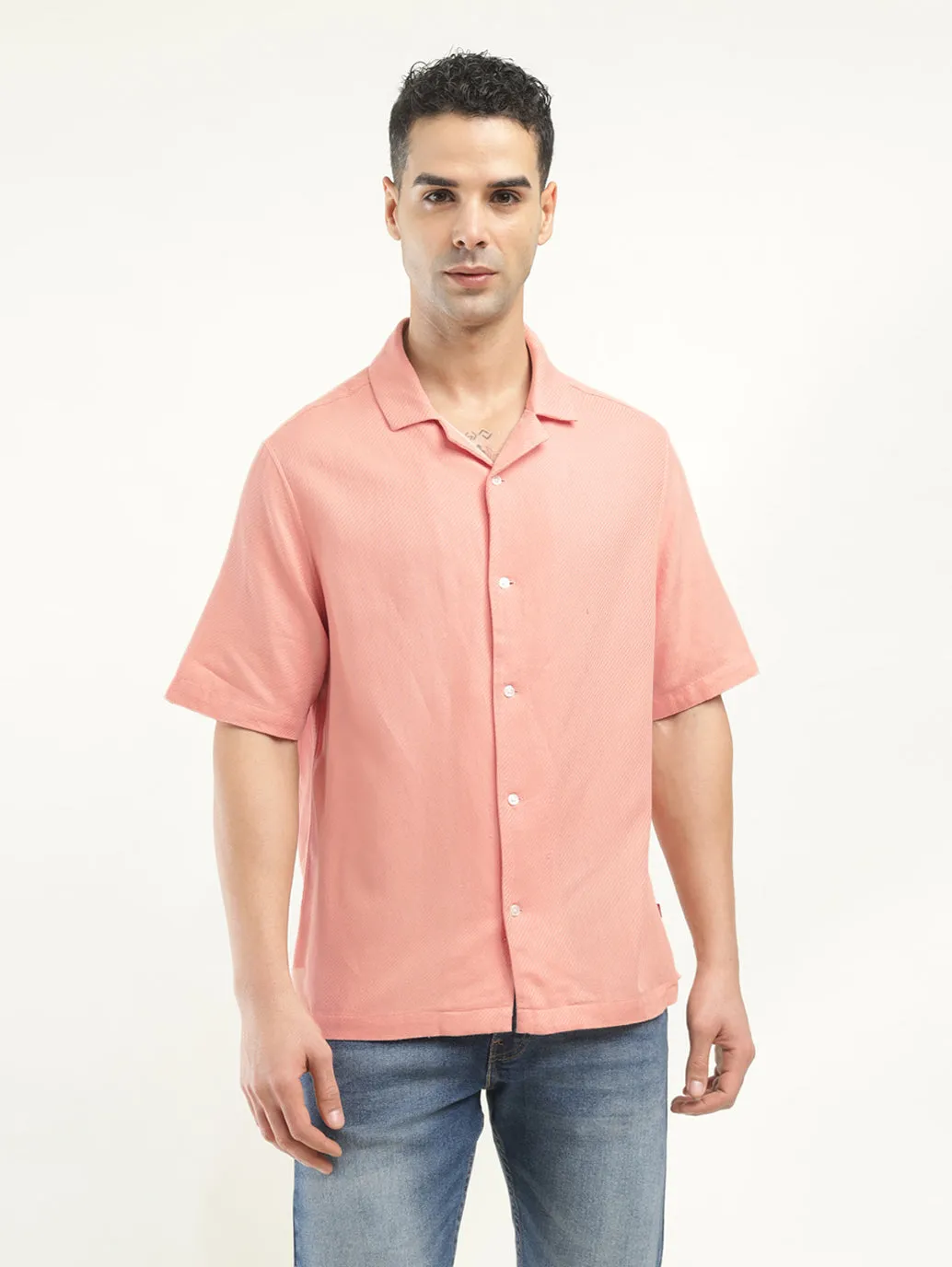 Men's Solid Camp Collar Shirt