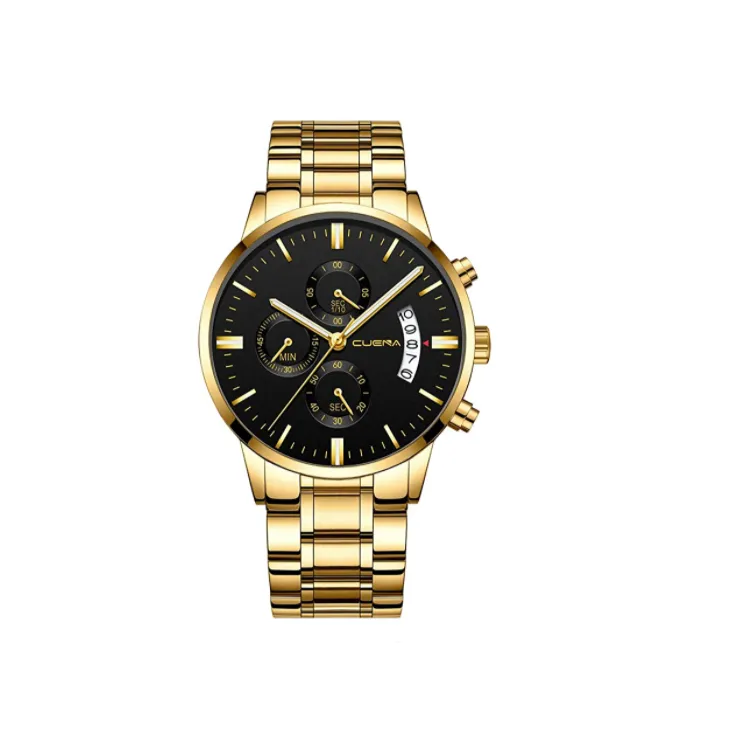 Men's Waterproof Quartz Chronograph Dress Watch with Stainless Steel Band