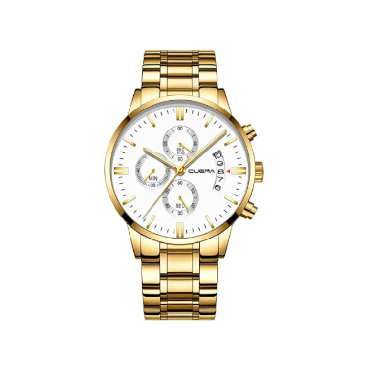 Men's Waterproof Quartz Chronograph Dress Watch with Stainless Steel Band