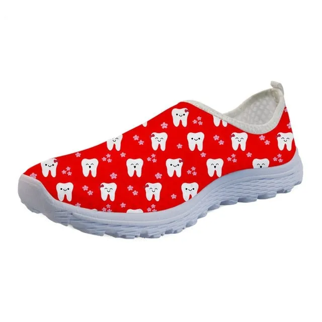 Mesh Lightweight Slip On Sneakers for Women Dentista Pattern Cute Shoes Women Flats Buty Dentysta Beach Water Shoes
