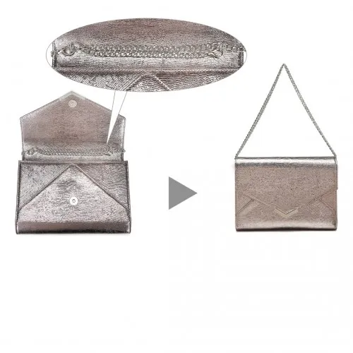 Miss Lulu Grey Glitter Envelope Flap Clutch – Elegant Evening Bag for Formal Occasions