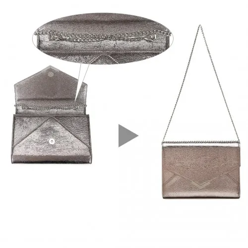 Miss Lulu Grey Glitter Envelope Flap Clutch – Elegant Evening Bag for Formal Occasions