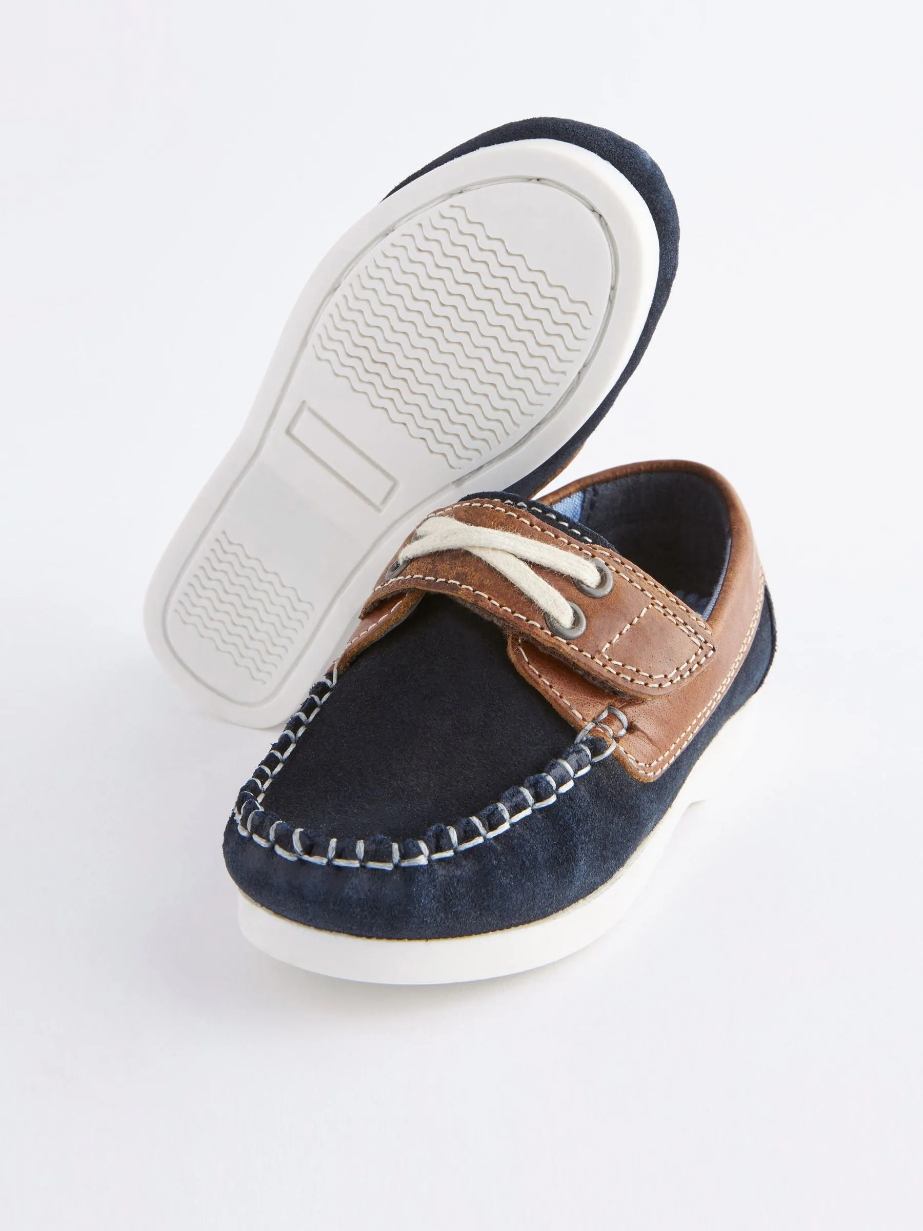 Navy Blue Leather Boat Shoes