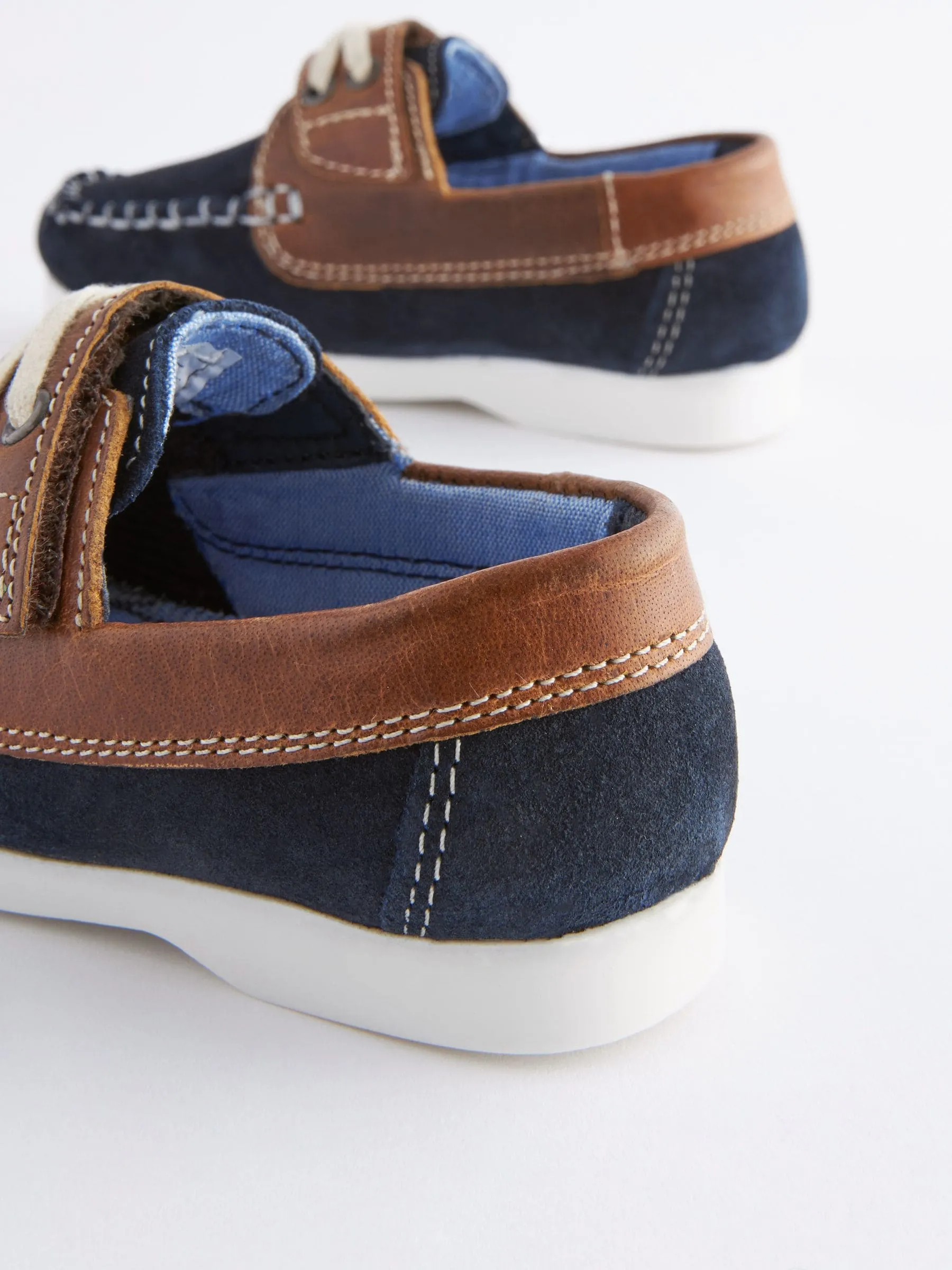 Navy Blue Leather Boat Shoes