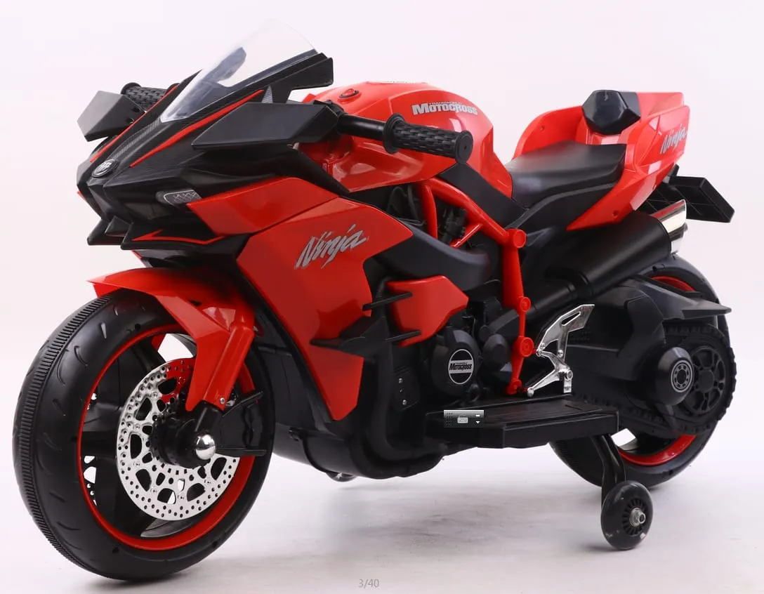 New 2025 Ninja Style Motorcycle Upgraded H2R | 12V Ride On | Light on Wheels | 1 Seater | Ages 3-7 Approx