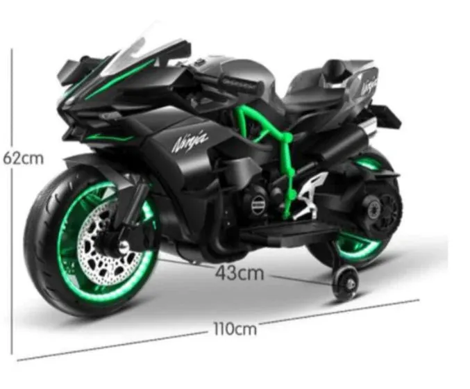 New 2025 Ninja Style Motorcycle Upgraded H2R | 12V Ride On | Light on Wheels | 1 Seater | Ages 3-7 Approx