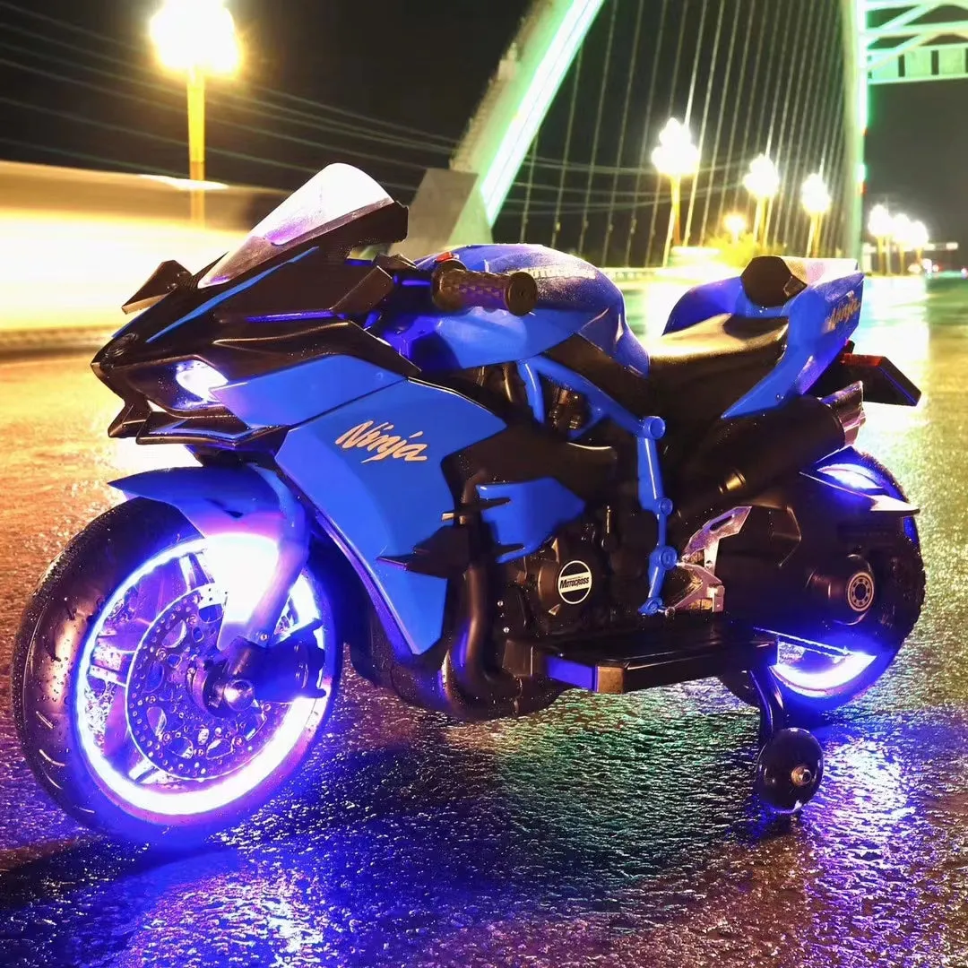 New 2025 Ninja Style Motorcycle Upgraded H2R | 12V Ride On | Light on Wheels | 1 Seater | Ages 3-7 Approx