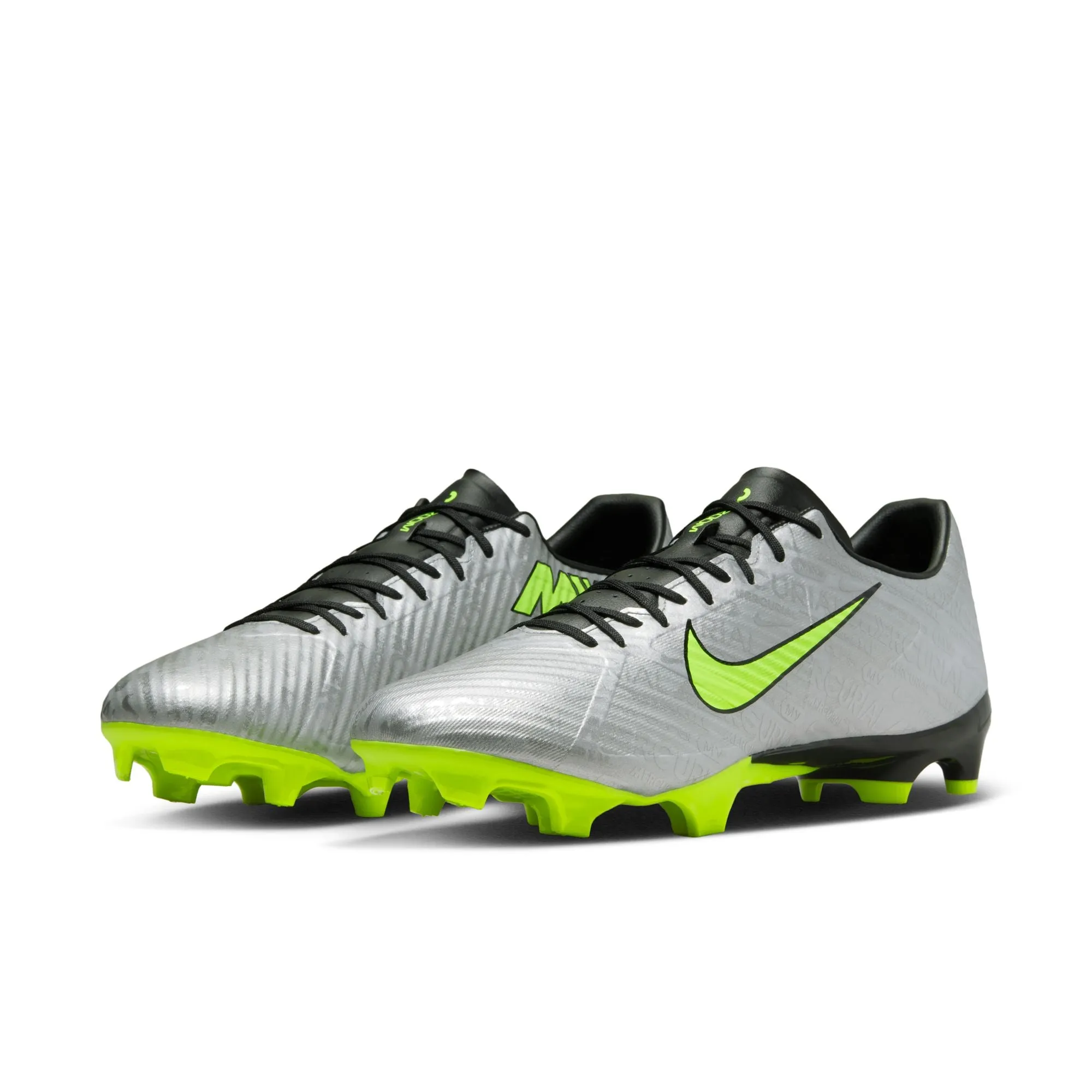 Nike Air Zoom Mercurial Vapor 15 Academy XXV FG/MG Firm Ground Soccer Cleats - MetallicSilver/Volt/Black