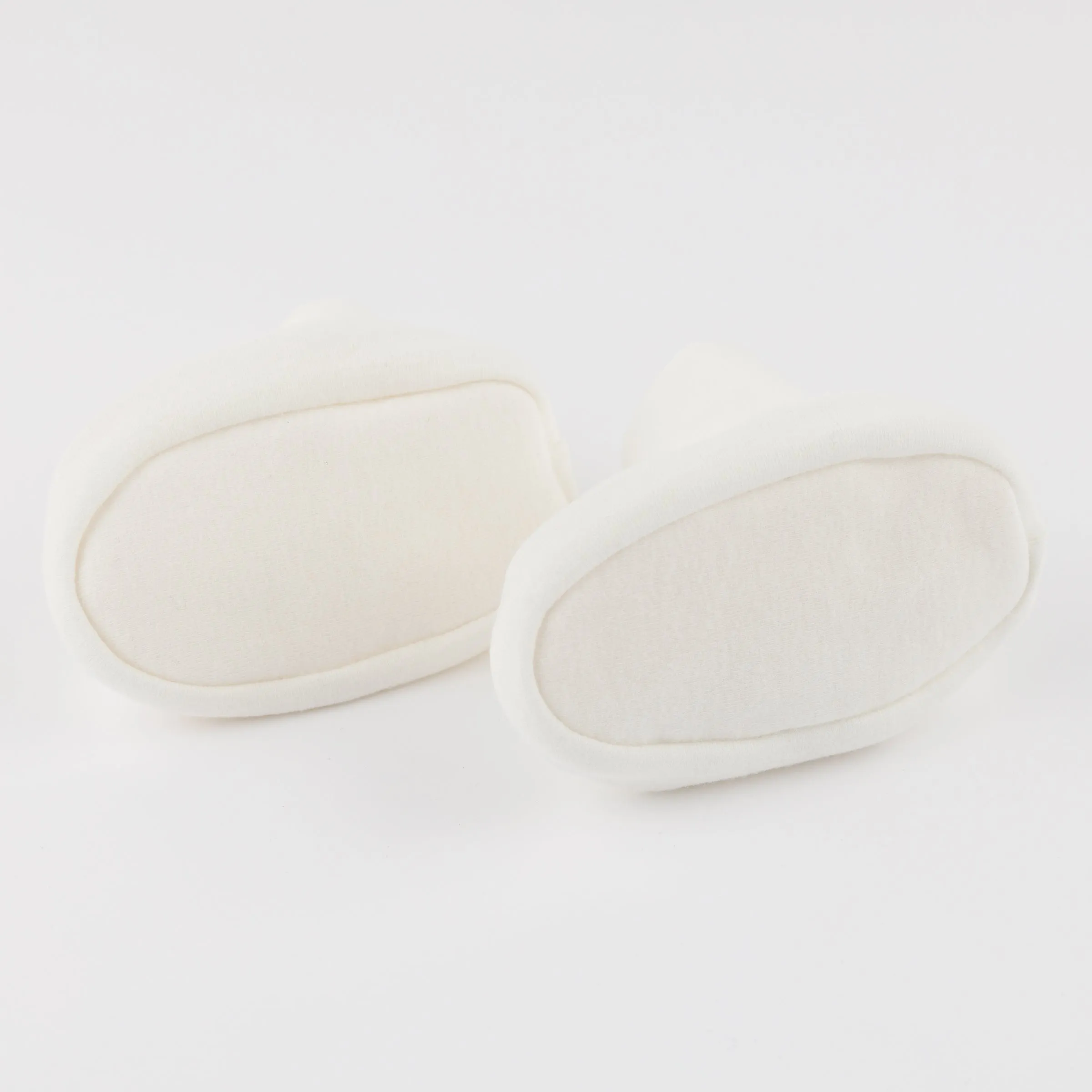 oh baby! Cotton Baby Rib Snowdrift Booties - Cream