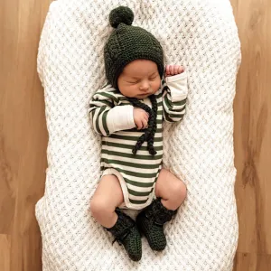 Olive Merino Wool Bonnet & Booties