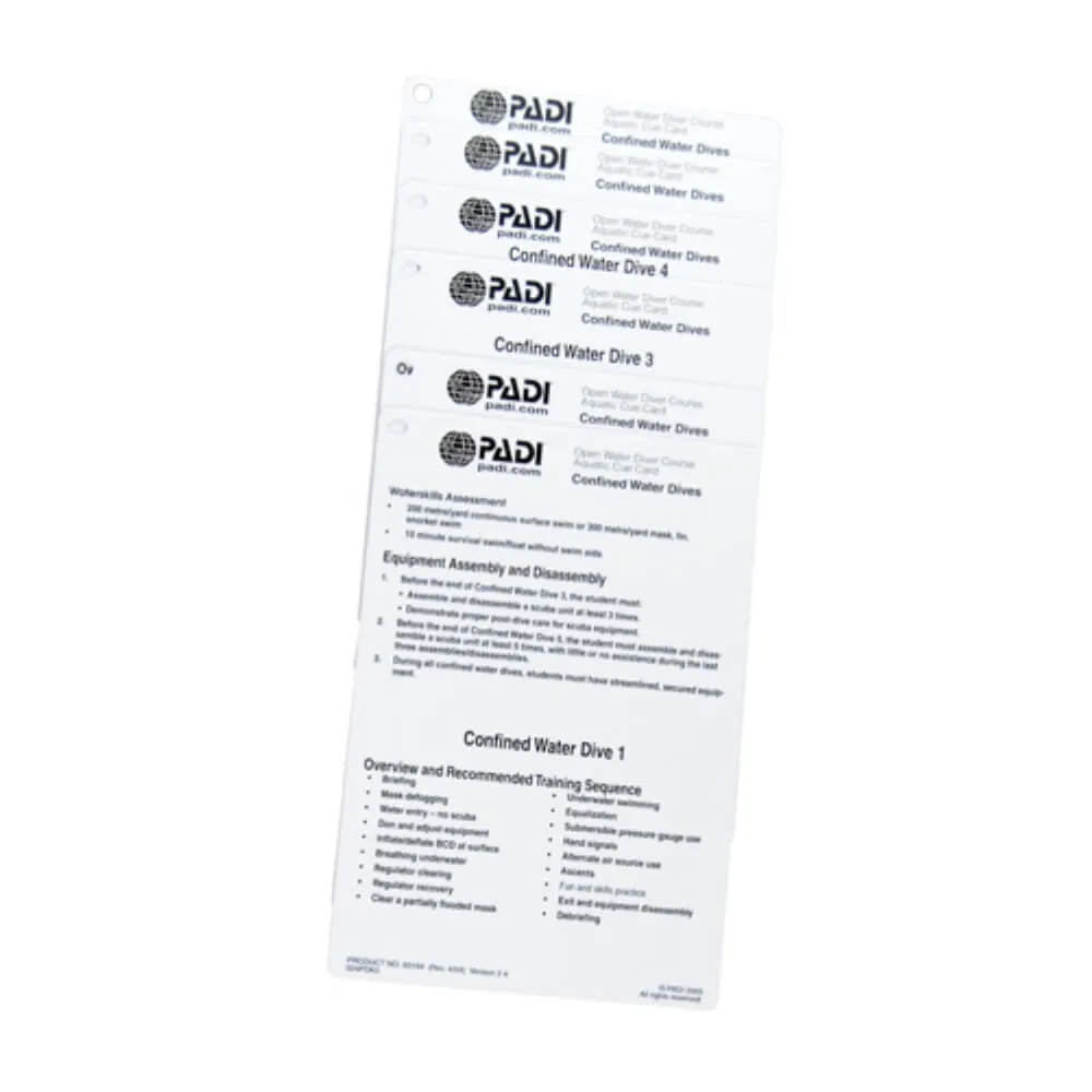 PADI Cue Cards - Confined Water- Aquatic