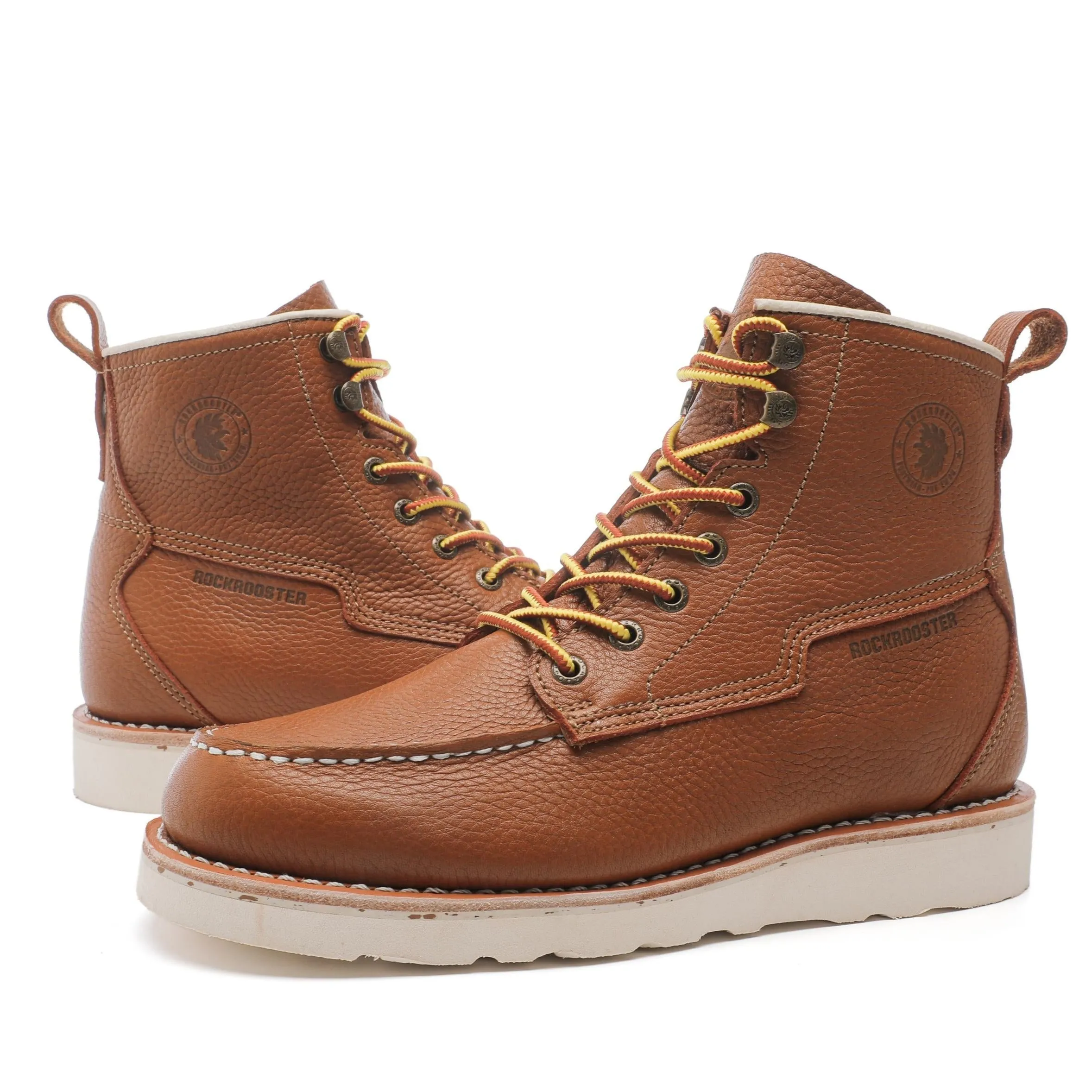 ROCKROOSTER Norwood Men's 6 inch Brown soft toe wedge work boots AP611