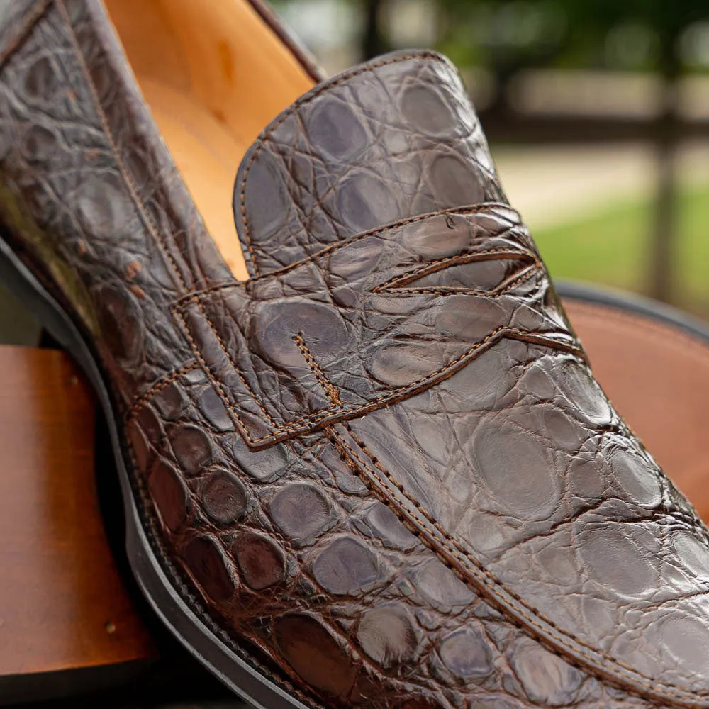 Roma Crocodile Penny Loafer in Cognac by Zelli Italia