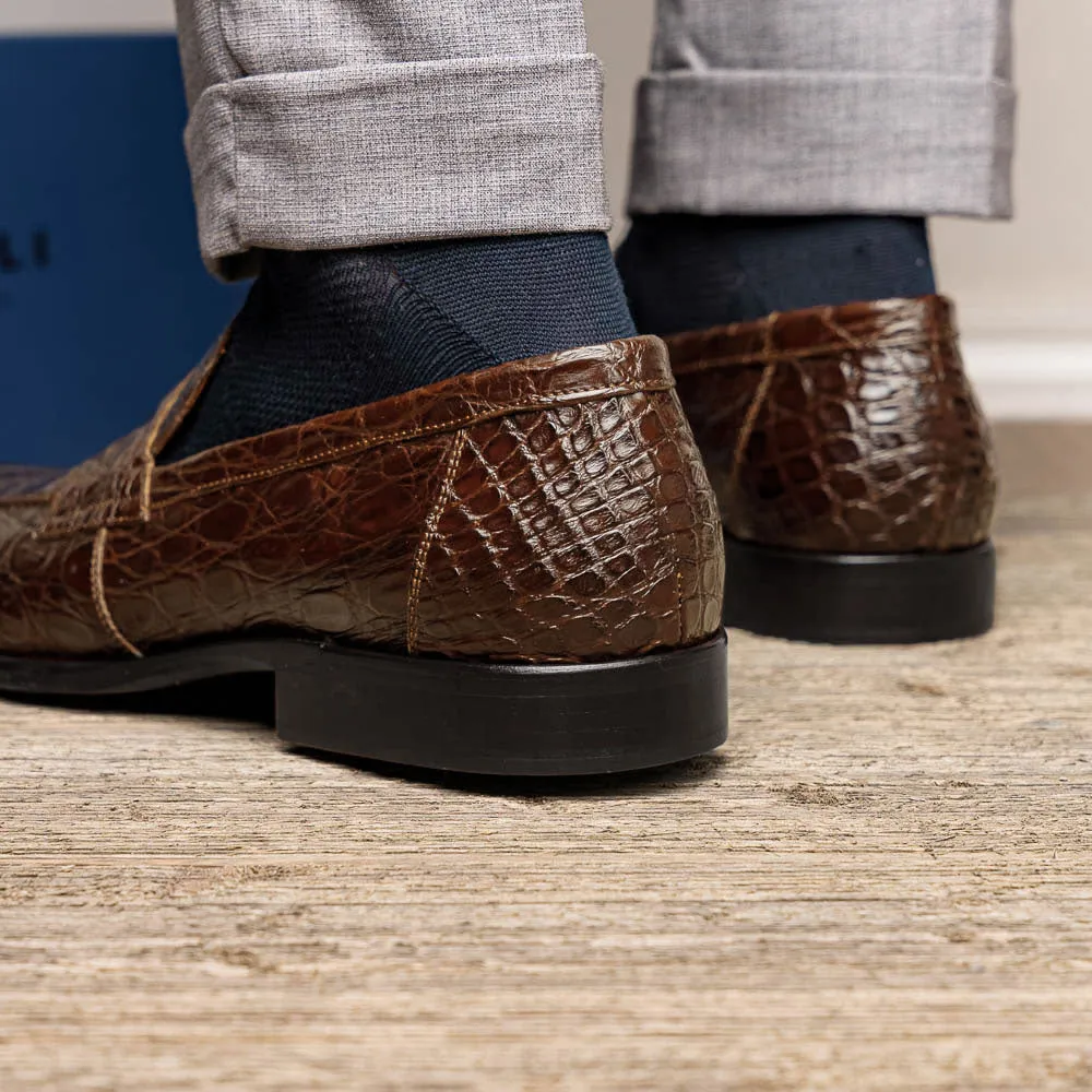 Roma Crocodile Penny Loafer in Cognac by Zelli Italia