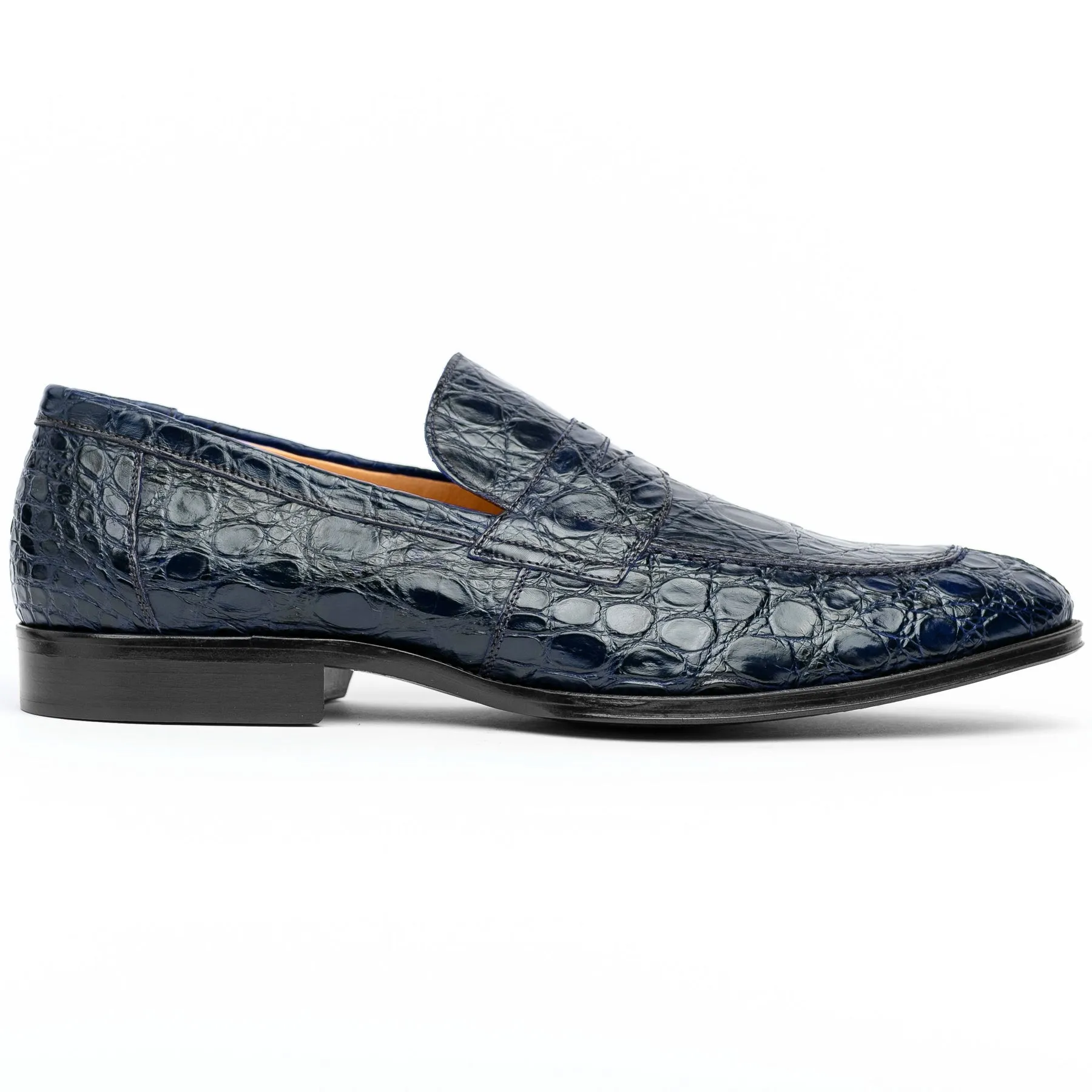 Roma Crocodile Penny Loafer in Navy by Zelli Italia