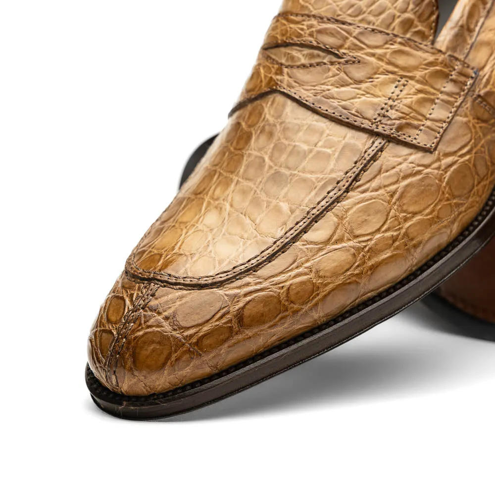 Roma Crocodile Penny Loafer in Taupe by Zelli Italia