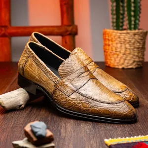 Roma Crocodile Penny Loafer in Taupe by Zelli Italia