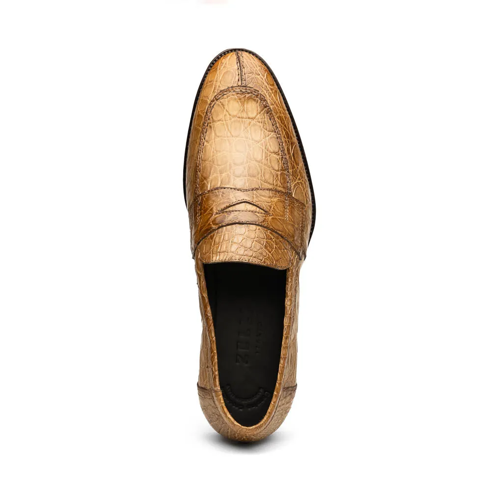 Roma Crocodile Penny Loafer in Taupe by Zelli Italia