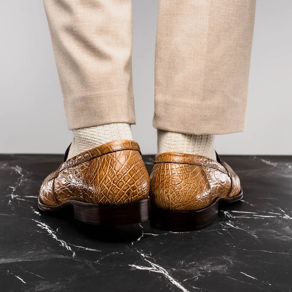 Roma Crocodile Penny Loafer in Taupe by Zelli Italia