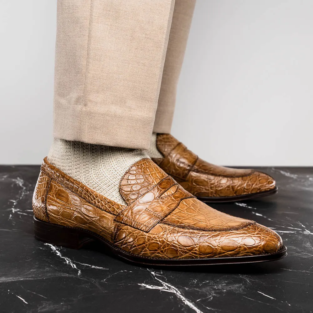 Roma Crocodile Penny Loafer in Taupe by Zelli Italia