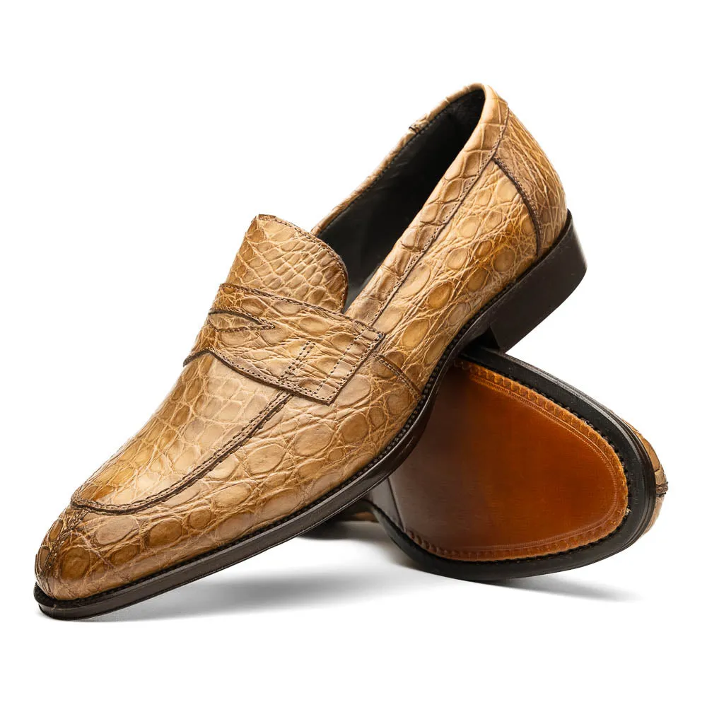 Roma Crocodile Penny Loafer in Taupe by Zelli Italia