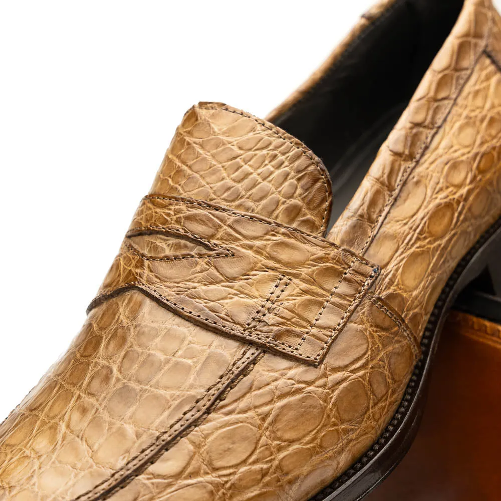 Roma Crocodile Penny Loafer in Taupe by Zelli Italia
