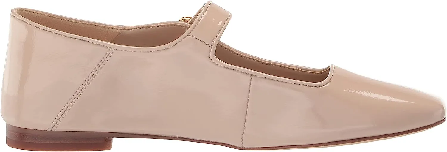 Sam Edelman Michaela Mary Jane Chai Latte Pull On Buckle Ankle Strap Flats Shoes