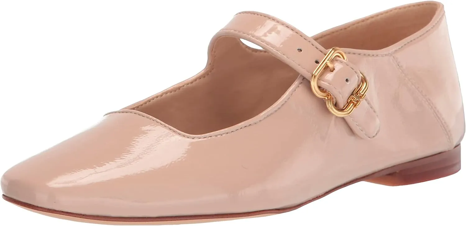Sam Edelman Michaela Mary Jane Chai Latte Pull On Buckle Ankle Strap Flats Shoes