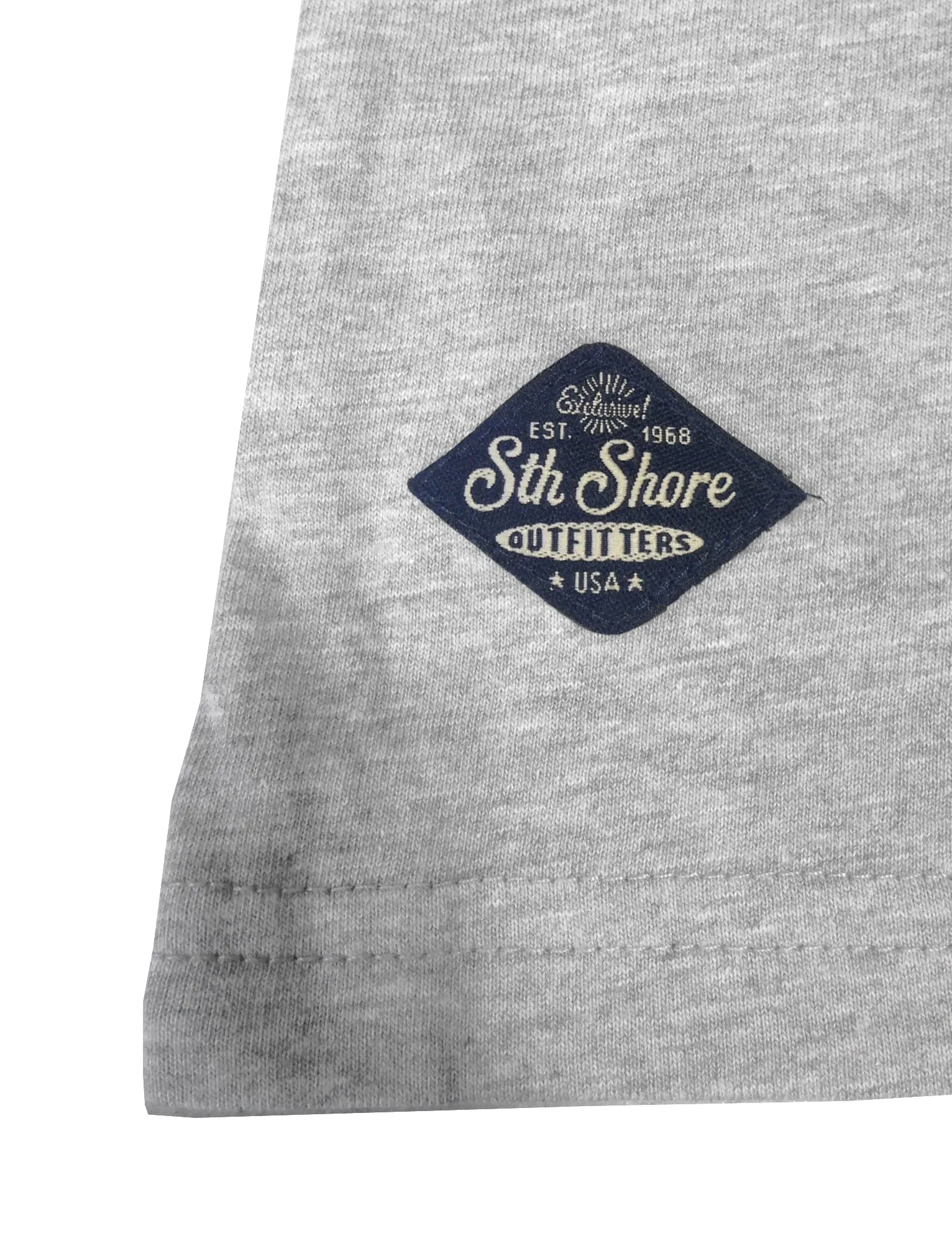 Shack Motif Cotton Crew Neck T-Shirt In Light Grey Marl - South Shore