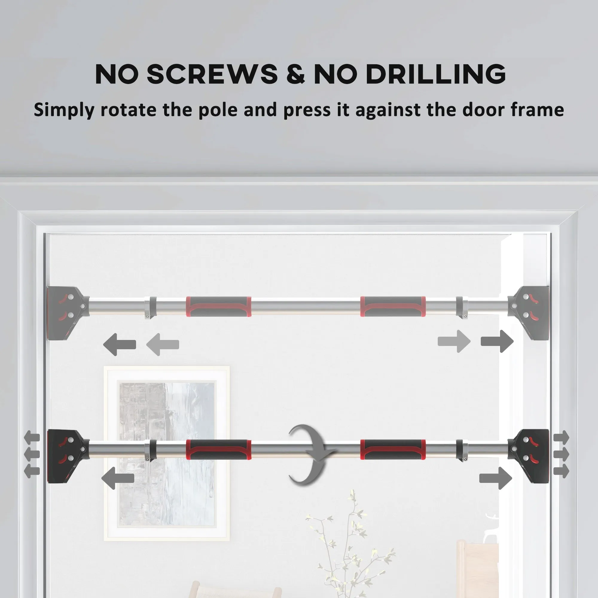SPORTNOW No Screws Doorway Pull Up Bar, 75-92cm Length Adjustable