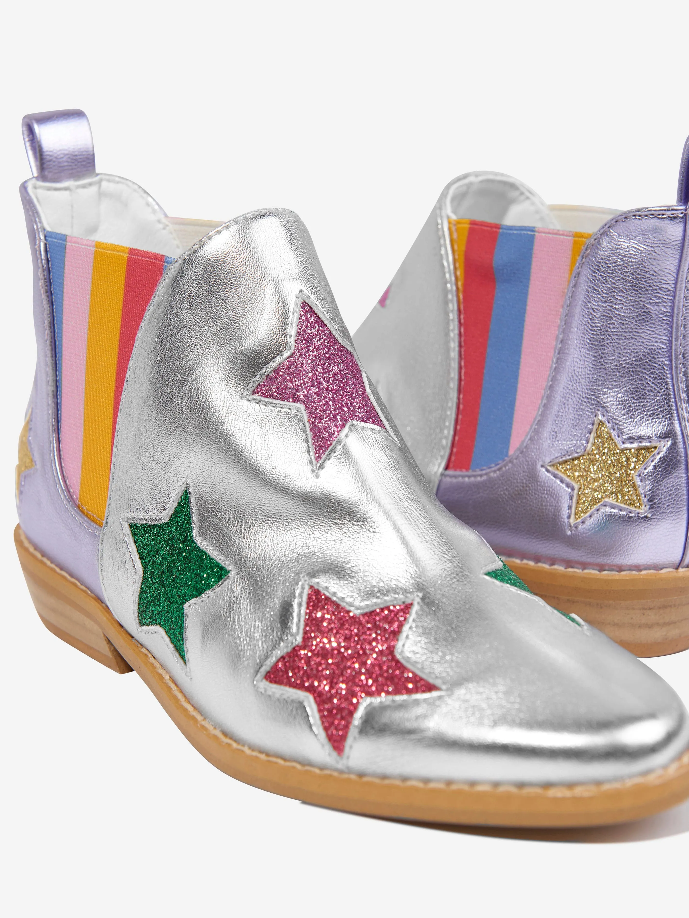 Stella McCartney Girls Star Ankle Boots in Silver