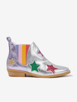 Stella McCartney Girls Star Ankle Boots in Silver