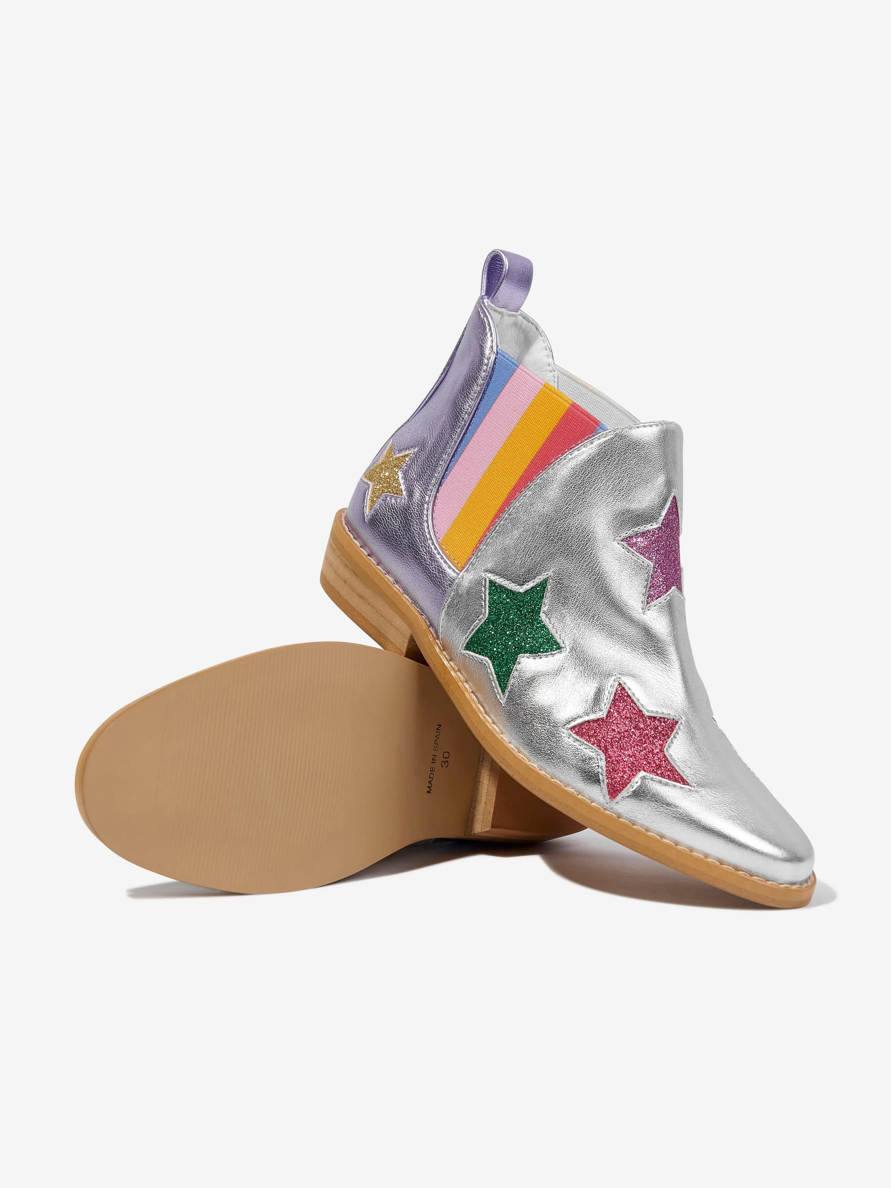 Stella McCartney Girls Star Ankle Boots in Silver