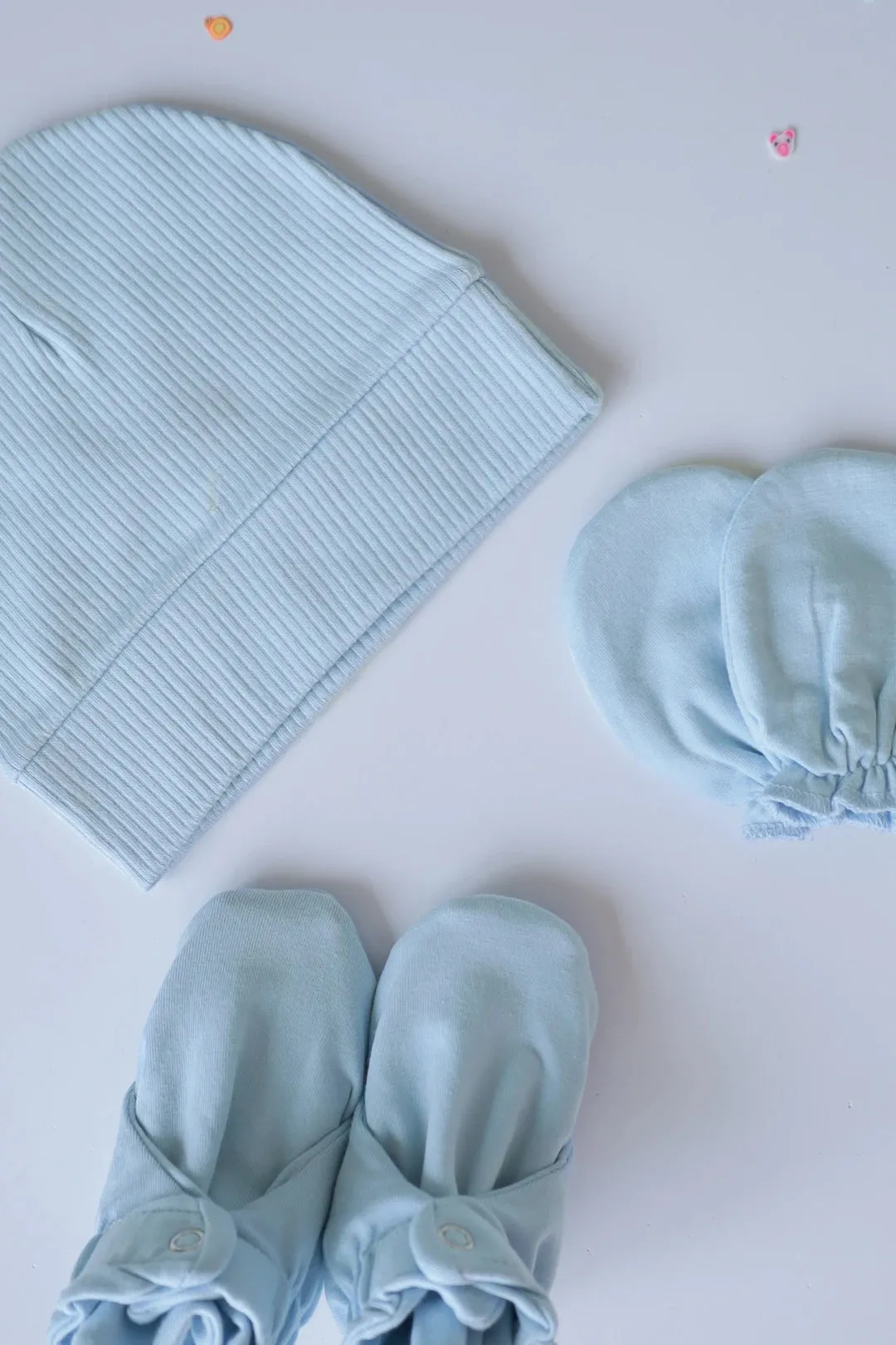 Trio Cloud Blue-Cap, Mitten and Bootie