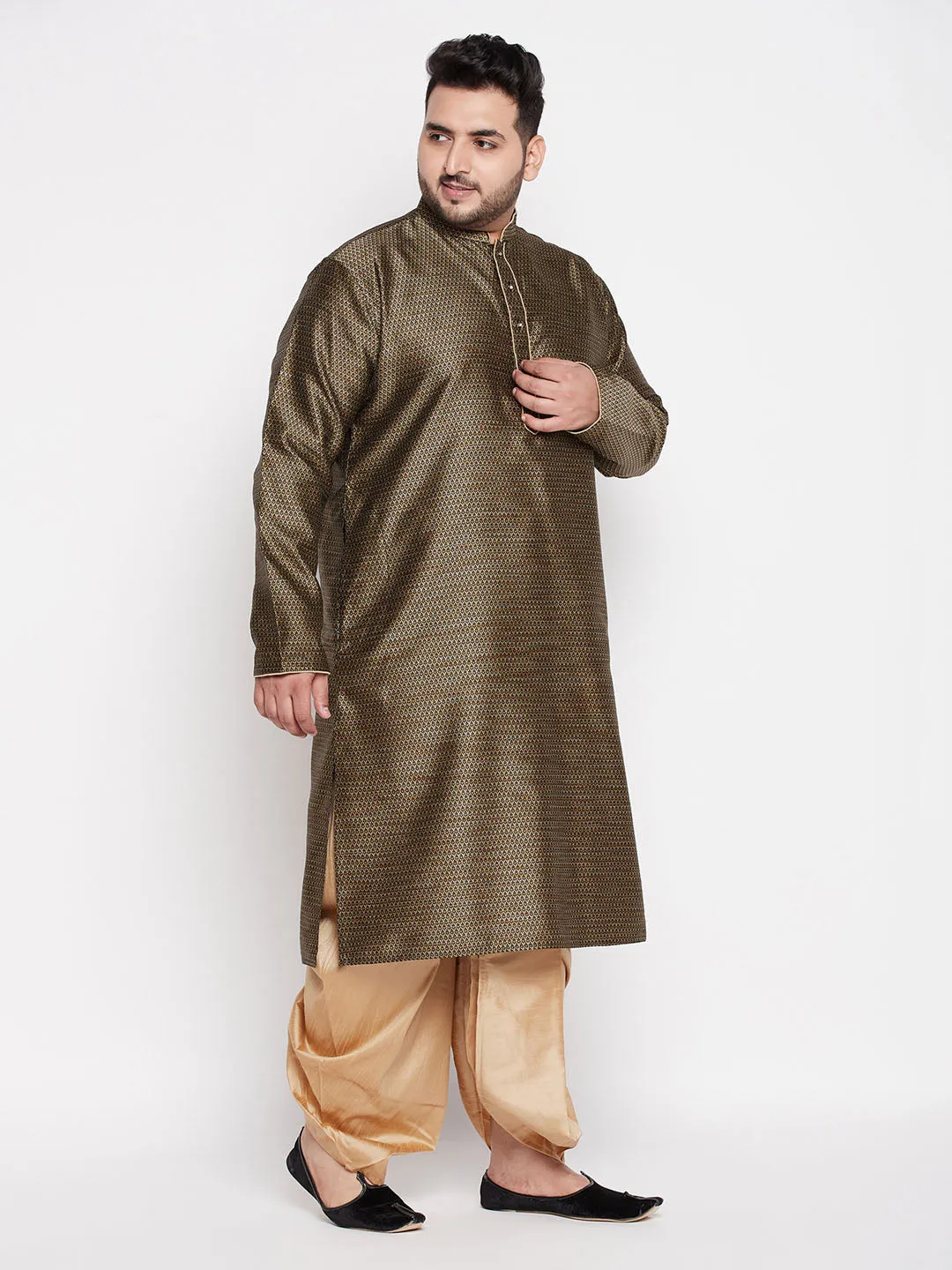 VASTRAMAY Men's Black Kurta & Dhoti Set