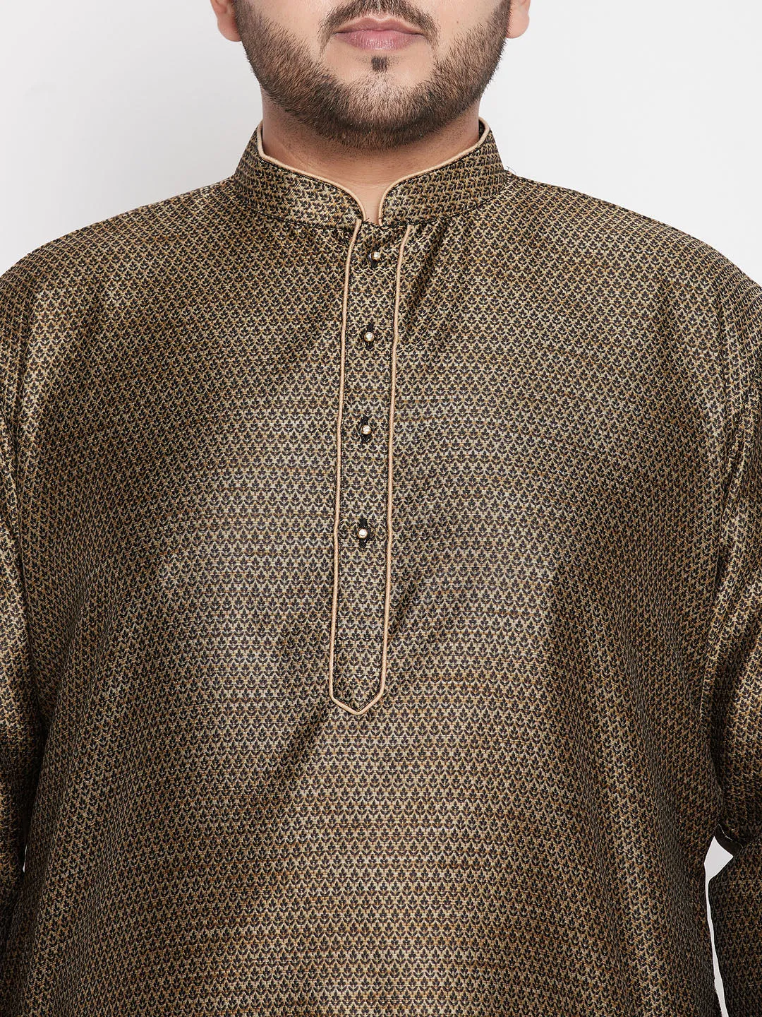 VASTRAMAY Men's Black Kurta & Dhoti Set
