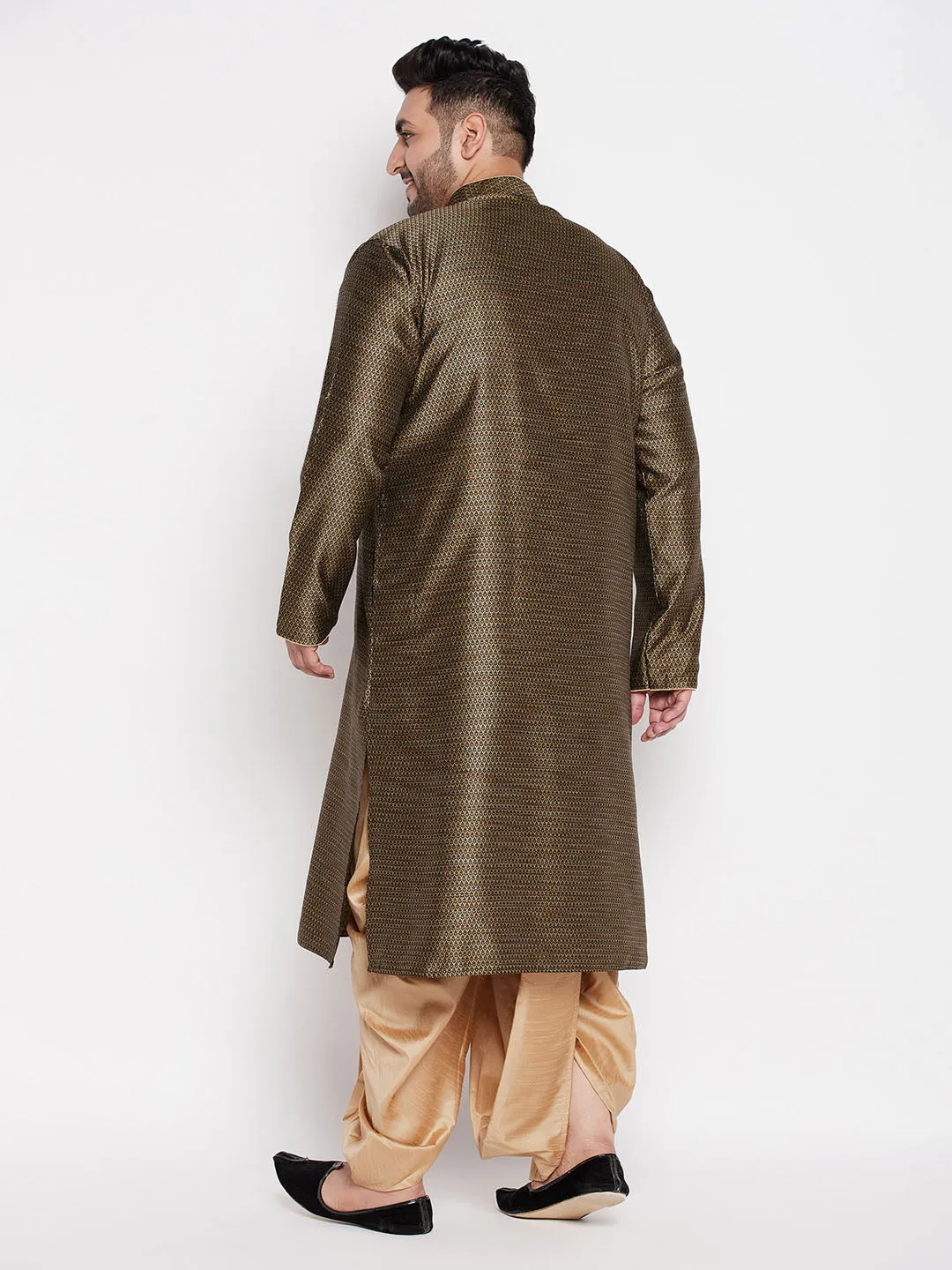VASTRAMAY Men's Black Kurta & Dhoti Set