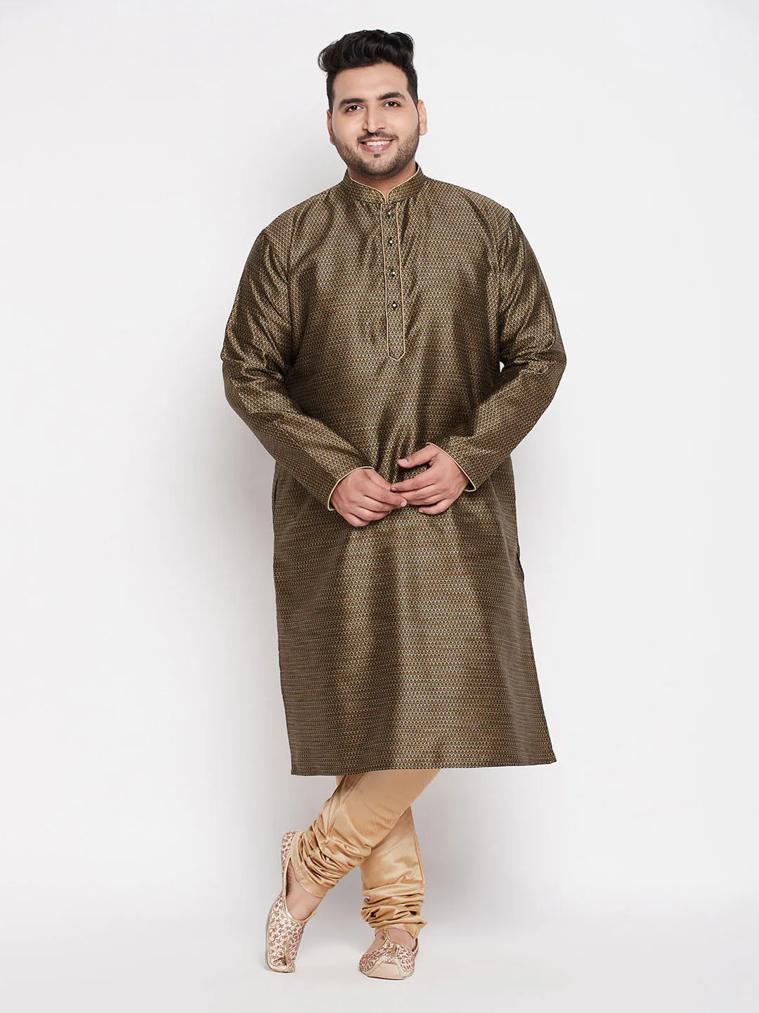 VASTRAMAY Men's Black Kurta And Pyjama Set